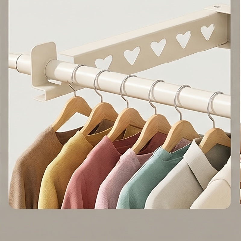 Single-Bar Folding Wall-Mounted Clothes Drying Rack with Clips, No-Drill Telescopic Drying Rod for Balcony and Window Exterior, Drying Racks