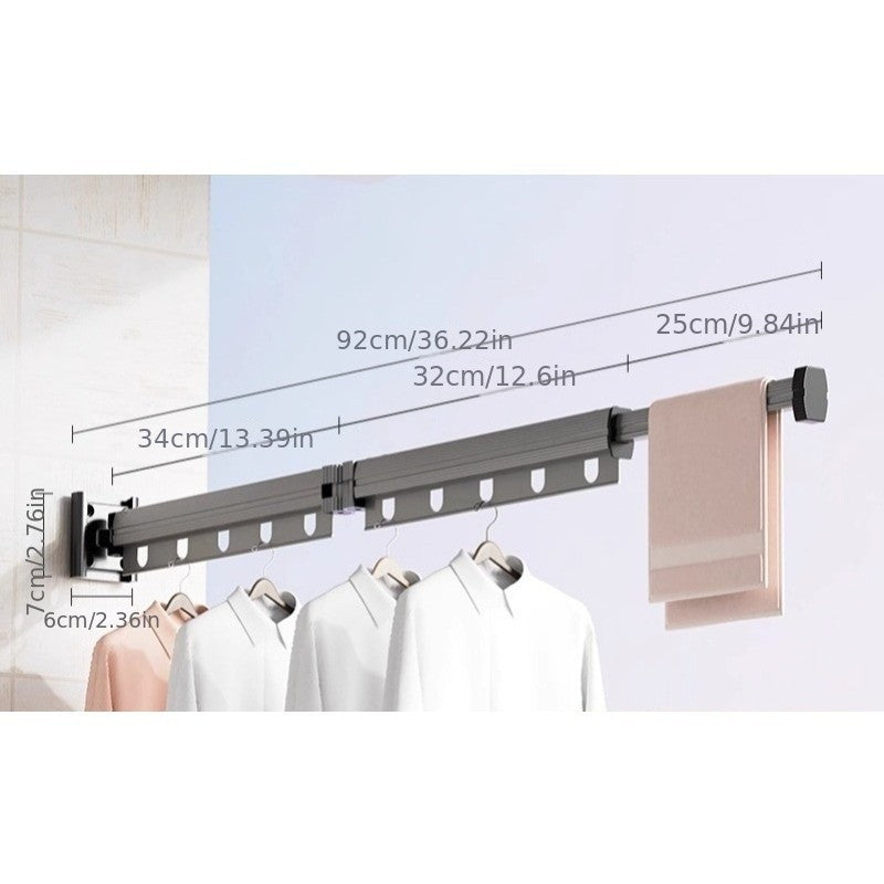A Large-capacity Drying Pole with Extended Length to Meet the Drying Needs of the Whole Family. Its Pressure-resistant Structure Offers Strong Load-bearing Capacity, with Smooth Push-pull Operation for Easy Storage. It Solves the Laundry Accumulation