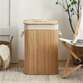 1pc Foldable Bamboo Laundry Basket with Collapsible Frame - Rattan Clothes Hamper, Space-Saving Rectangular Storage Bin for ' Room,, Dorm, Bathroom Organization (Easy Assembly), Laundry Baskets